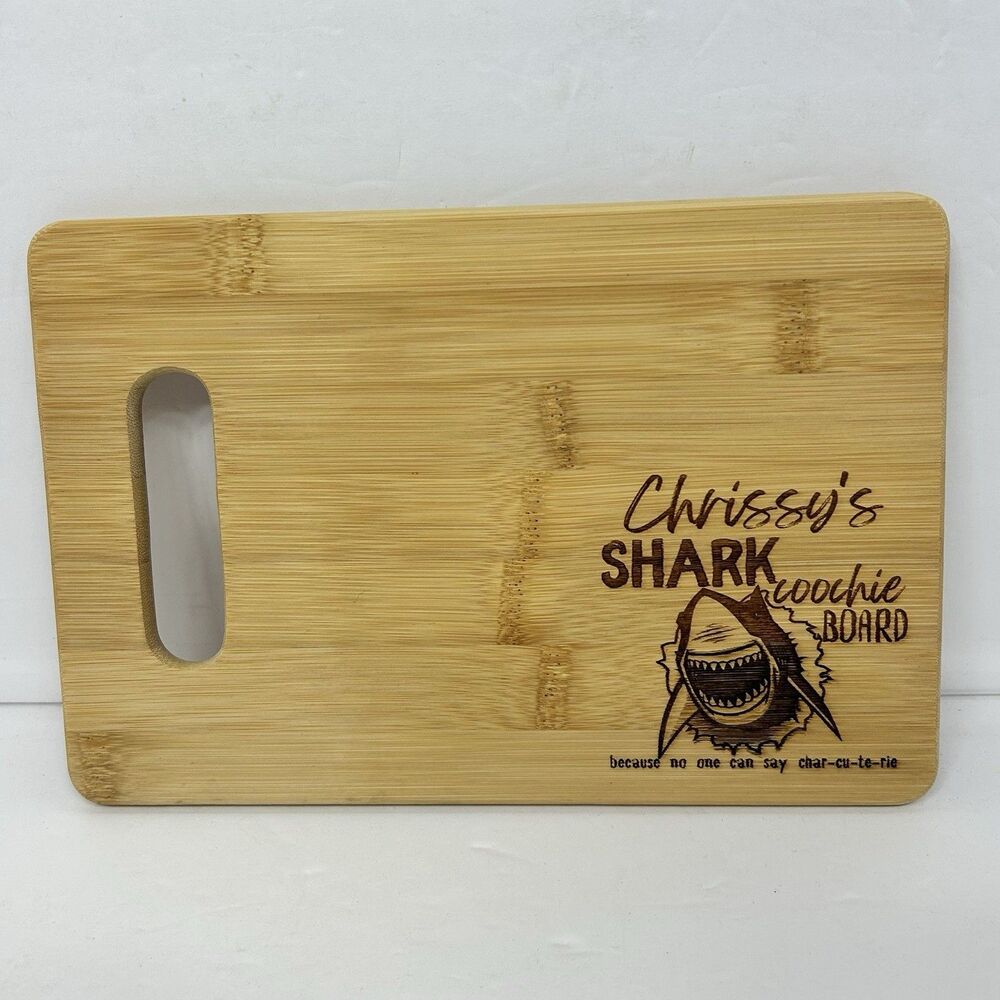 Chrissy’s Shark Coochie Charcuterie Board 9x6 Small Summer Wooden Engraved